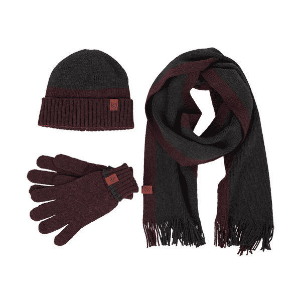 Classic Knit Set, 105, Anthracite/Bordeaux