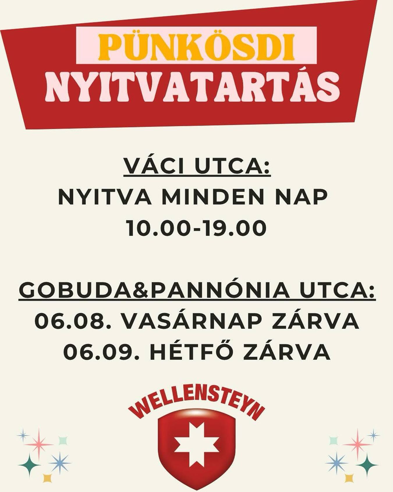 Pünkösdi nyitvatartásunk👆